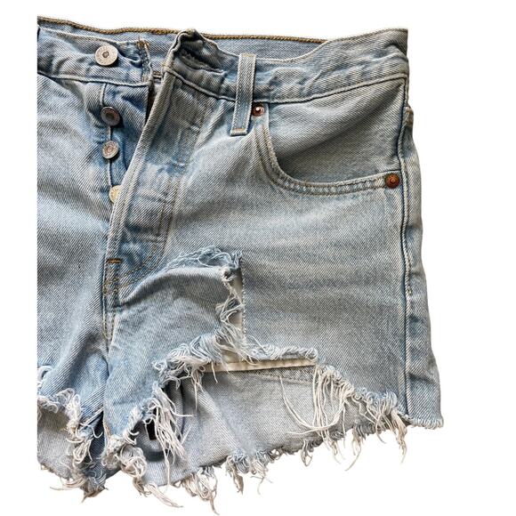 Levi’s 501‎ Destroyed High-Rise Cutoff Button Fly Premium Jeans Shorts Size 25 - Picture 4 of 9